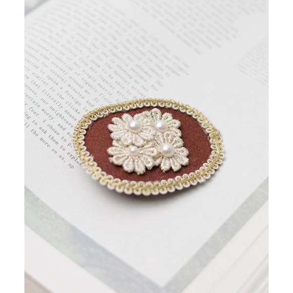 ヘアクリップ 「フラワーモチーフ刺繍バレッタ」