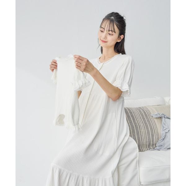 マタニティ リブ×レース　おそろママパジャマ（半袖）（マタニティ/授乳服）授乳楽々 妊婦服 産前・産後対応