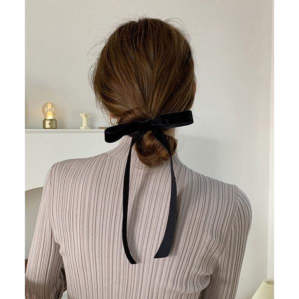 ヘアクリップ ベロアリボンヘアクリップ