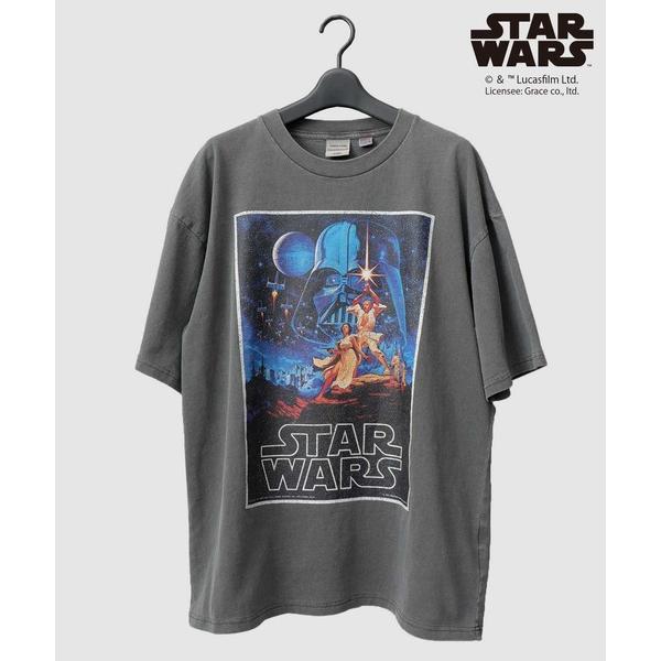 tシャツ STAR WARS 古着風 クラックプリント ピグメント Tシャツ ビッグシルエット（エピソード4 新たなる希望/ エピソード5 帝国の逆襲）