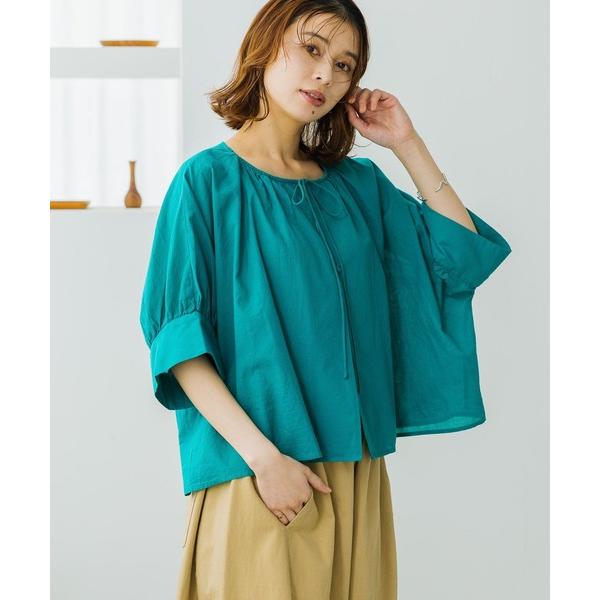 ブラウス シャツ ダブルフロントシアーワイドカフスブラウス