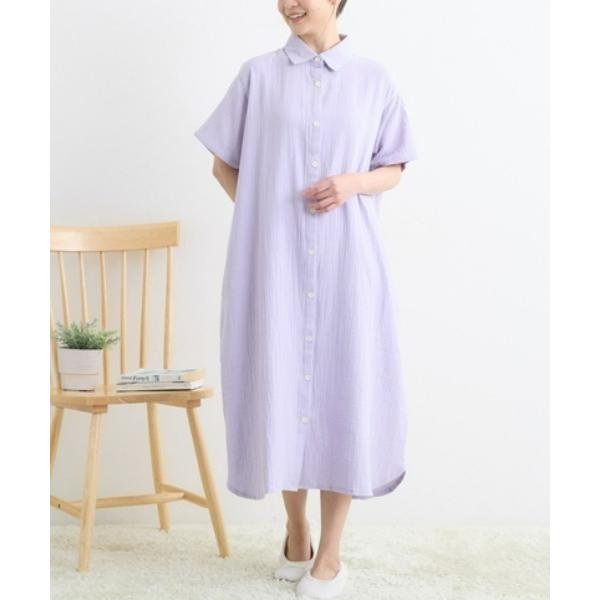 ZOZO問い合わせ番号:94754678ショップ:nissen，ニッセンブランド:QUNTSTYLE，キュントスタイル商品名:【マタニティウェア・授乳服】綿100%ダブルガーゼ　衿付き半袖ルームワンピース（産前・産後）カテゴリ:ママ＆ベビー...