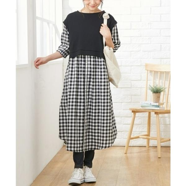 ZOZO問い合わせ番号:94755364ショップ:nissen，ニッセンブランド:QUNTSTYLE，キュントスタイル商品名:【マタニティウエア・授乳服】重ね着風ぽわん袖ワンピース（産前・産後）カテゴリ:ママ＆ベビー>マタニティウェア...