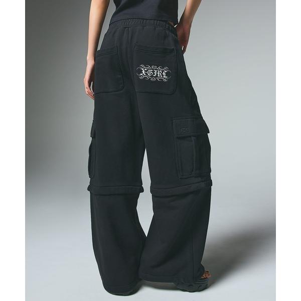 『タイムセール実施中』ZOZO問い合わせ番号:94787892ショップ:X-girl，エックスガールブランド:X-girl，エックスガール商品名:2WAY WIDE LEG CARGO SWEAT PANTSカテゴリ:パンツ>スウェッ...