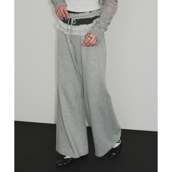 ZOZO問い合わせ番号:94790896ショップ:Auntie Rosa，アンティローザブランド:SHAGGIE，シャギー商品名:レースフリルスウェットルーズパンツカテゴリ:パンツ>スウェットパンツブランド品番:SGIZI252007...