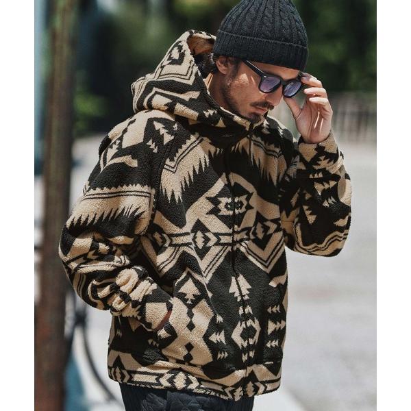 パーカー mpa3829- Ortega Pattern Fleece Parka フリースパーカー メンズ