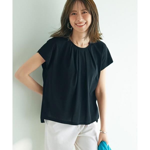 tシャツ 「接触冷感/洗える」ツイストコットンプレーティング タックデザイン カットソー レディース
