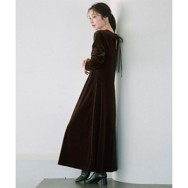 『タイムセール実施中』ZOZO問い合わせ番号:94918336ショップ:ur's，ユアーズブランド:ur's，ユアーズ商品名:バックリボンフィットアンドフレアベロアワンピースカテゴリ:ワンピース/ドレス>ワンピースブランド品番:BGX...