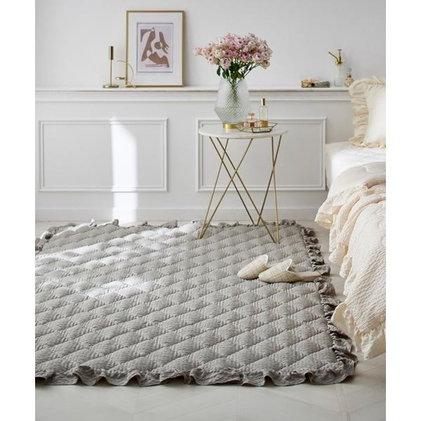 ZOZO問い合わせ番号:94989513ショップ:nissen，ニッセンブランド:COCOPLATZ interior，ココプラッツインテリア商品名:洗えるキルトラグ｜ふわくしゅシリーズ・サッカー織｜185×185【フルーエ/大人可愛い】1...