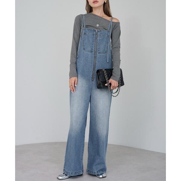 『タイムセール実施中』ZOZO問い合わせ番号:94990240ショップ:Bonjour Sagan，ボンジュールサガンブランド:Bonjour Sagan，ボンジュールサガン商品名:フロントジップストラップデザインデニムサロペットカテゴリ:...