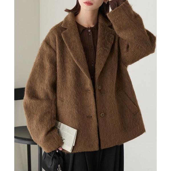 『セール実施中』ZOZO問い合わせ番号:95055878ショップ:BONLECILL，ボンルシールブランド:BONLECILL，ボンルシール商品名:シャギーメルトンカーブスリーブテーラードジャケット/コートカテゴリ:ジャケット/アウター&g...