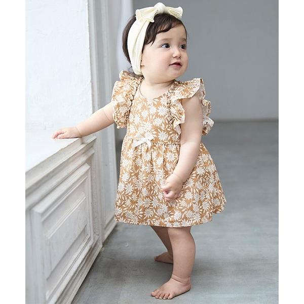 『セール実施中』※このアイテムは返品・交換対象外商品です。ZOZO問い合わせ番号:95056126ショップ:petit main，プティマインブランド:petit main，プティマイン商品名:【リンク】花柄シャーリングワンピース(ベビー)...