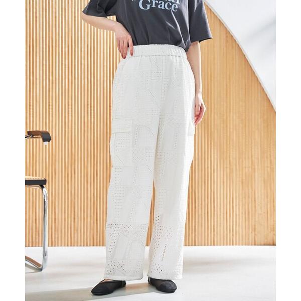 ワイドパンツ カーゴパンツ 「スザンヌさんコラボ」Suuエンブロレースカーゴパンツ レディース