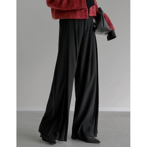 パンツ 「2025AW COLLECTION」「低身長/高身長/大きいサイズ有」タックプリーツワイドパンツ レディース