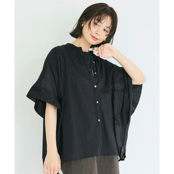 ブラウス シャツ 夏 半袖 ＼再入荷／ コットンボイルポンチョシャツ レディース