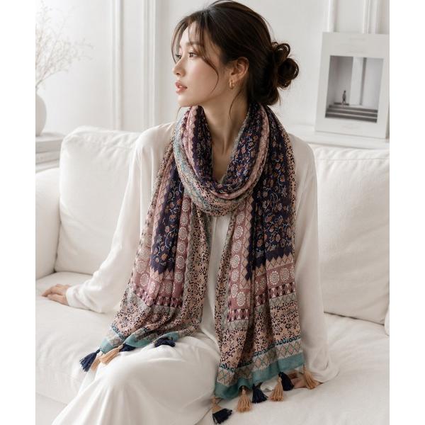 ストール マフラー 「 NOLITA / ノリータ 」花柄 ボヘミアン タッセル ストール レディース
