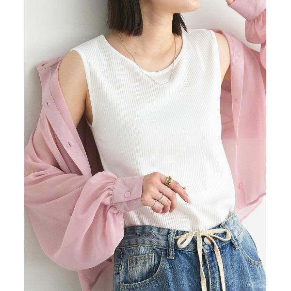 タンクトップ ノースリーブ 前後2way リブタンクトップ レディース