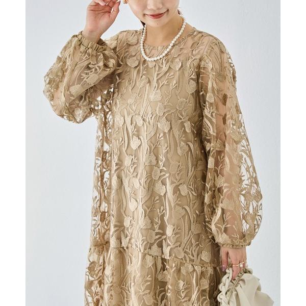 『タイムセール実施中』ZOZO問い合わせ番号:95448526ショップ:LAVEANGE，ラビアンジェブランド:LAVEANGE，ラビアンジェ商品名:フラワー刺繍ワンピース(インナーキャミ付き)カテゴリ:ワンピース/ドレス>ドレスブラ...