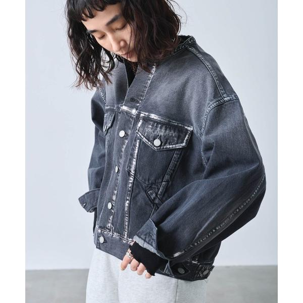 デニムジャケット gジャン 「KHA:KI / カーキ」FOIL PRINT DENIM JKT レディース