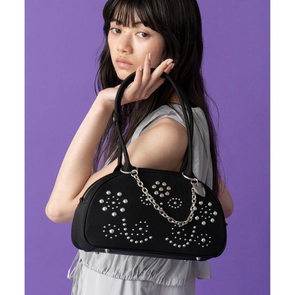 ボストンバッグ Casselini(キャセリーニ)スタッズナイロンボストン レディース