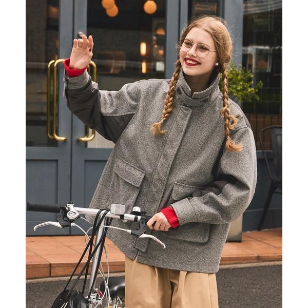 『タイムセール実施中』ZOZO問い合わせ番号:95452554ショップ:BONLECILL，ボンルシールブランド:BONLECILL，ボンルシール商品名:2WAYヘリンボーン×キルト切替スタンドネックコート/ブルゾンカテゴリ:ジャケット/ア...