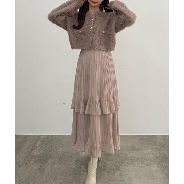 『タイムセール実施中』ZOZO問い合わせ番号:95484023ショップ:JUNOAH，ジュノアブランド:CENEA，セネア商品名:(薄手)金ボタンシャギーニットカーディガン＋プリーツスカートsetカテゴリ:ジャケット/アウター&gt;セット...