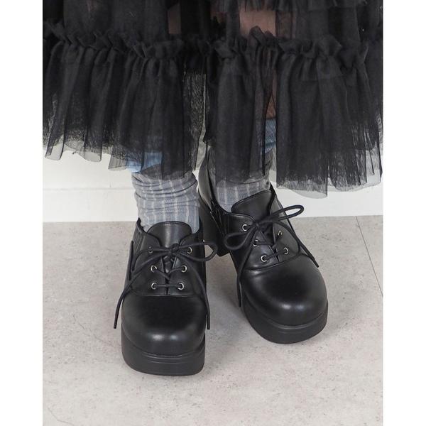 パンプス 歩きやすい 厚底レースアップパンプス　8490121