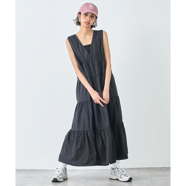 ワンピース ティアード ロング ノースリーブ ワンピース