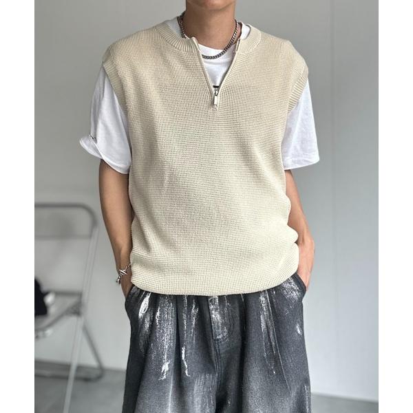 ベスト ジレ シンプルハーフジップベスト メンズ レディース