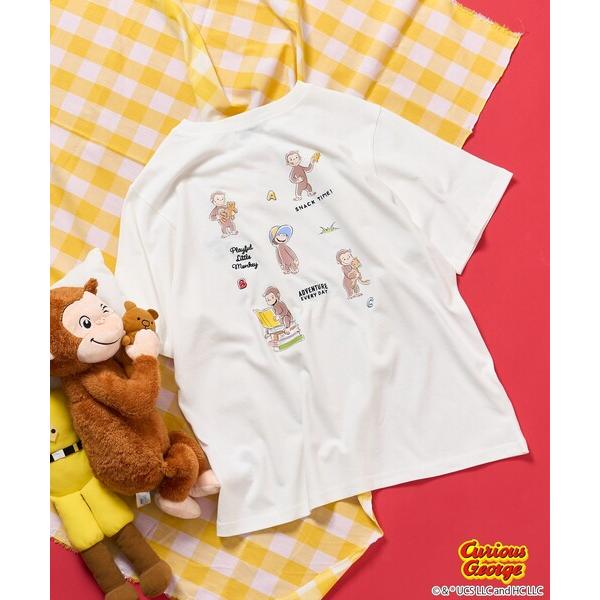 tシャツ 「おさるのジョージ」 バックプリントTシャツ/ビッグシルエットTシャツ レディース