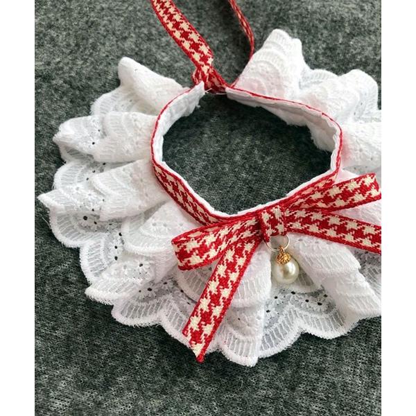 『タイムセール実施中』※このアイテムは返品・交換対象外商品です。ZOZO問い合わせ番号:95900700ショップ:aimoha，アイモハブランド:aimoha，アイモハ商品名:千鳥格子リボンレース　ペット首輪カテゴリ:ペットグッズ>リ...