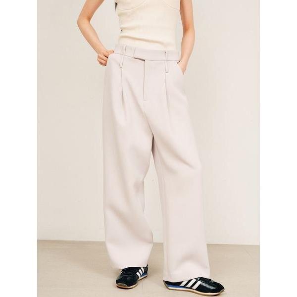 ワイドパンツ パンツ ダブルベルトパンツ レディース