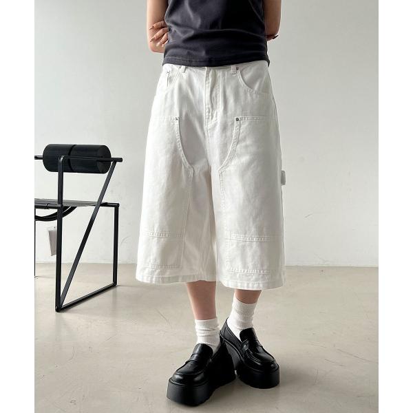 ワイドパンツ パンツ ベーシック カーペンター コットン バミューダ パンツ レディース