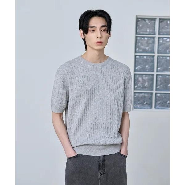tシャツ コットンモーダルウォッシャブルクルーネックケーブルニット メンズ レディース