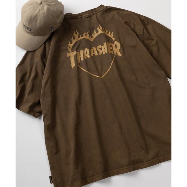 tシャツ 半袖 「70」「THRASHER/スラッシャー」ピグメント加工 ファイヤー ハートロゴ Tシャツ/バックプリント/26SS新色追加 レディース メンズ