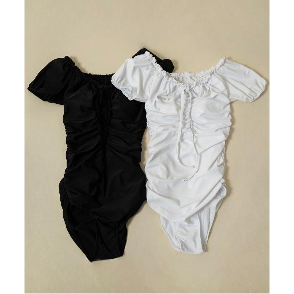 水着 front gather short sleeve swimwear / フロントギャザーショートスリーブスイムウェア レディース