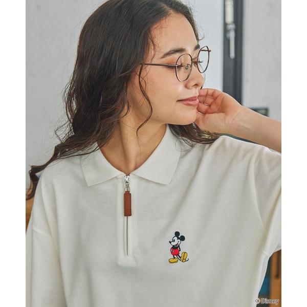 ポロシャツ ポロ 「Disney」ミッキー＆フレンズ / 別注 ロゴワンポイト刺繍 鹿の子ハーフジップポロシャツ レディース メンズ