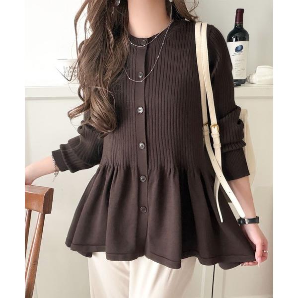 『タイムセール実施中』ZOZO問い合わせ番号:96302663ショップ:Classical Elf，クラシカルエルフブランド:classicalelf，クラシカルエルフ商品名:メリハリ”シルエットで即きれい見え◎リブフリルペプラムカーデトッ...