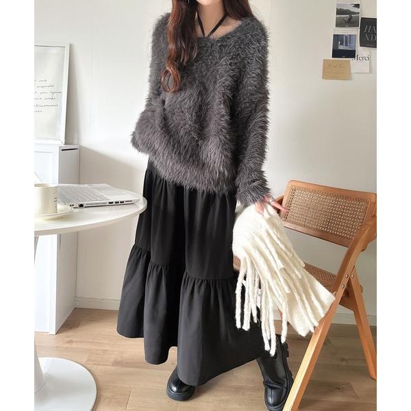 『セール実施中』ZOZO問い合わせ番号:96302708ショップ:Classical Elf，クラシカルエルフブランド:classicalelf，クラシカルエルフ商品名:二度見の華やかさ。シャギーニット×ティアードキャミワンピースセット（セ...