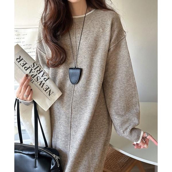 『セール実施中』ZOZO問い合わせ番号:96302712ショップ:Classical Elf，クラシカルエルフブランド:classicalelf，クラシカルエルフ商品名:ゆるシルエットで叶える“こなれ感” 配色ニットワンピ 長袖 ロングカテ...