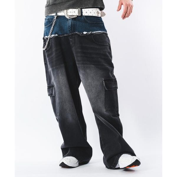 ジーンズ SHORT ROUND/ダブルウエストカーゴデニムパンツ メンズ レディース