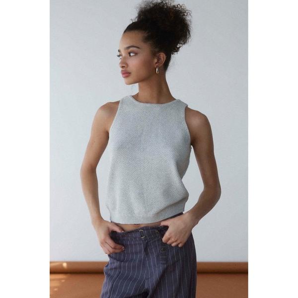 タンクトップ ノースリーブ Cotton Knit Tank Top /ニットタンクトップ レディース