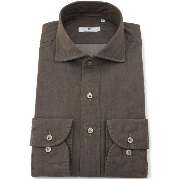 『セール実施中』ZOZO問い合わせ番号:96370898ショップ:SUIT SELECT，スーツセレクトブランド:SUIT SELECT，スーツセレクト商品名:【CLASSICO TAPERED】【長袖】ワイドカラーワイシャツ/ブラウン×デ...