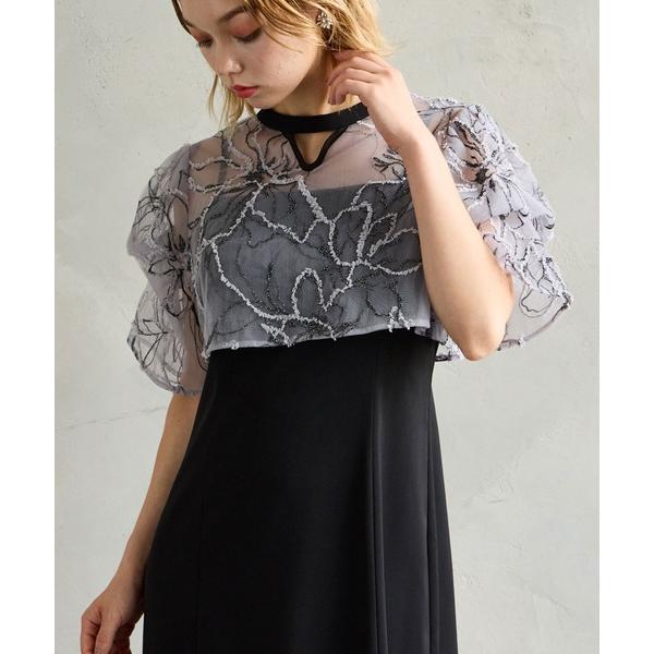 ZOZO問い合わせ番号:96466832ショップ:AIMER，エメブランド:AIMER，エメ商品名:フラワーモール刺繍キーネックブラウス×Iラインキャミソールワンピース 2点セットパーティードレス　結婚式　お呼ばれ　ドレス　20代 30代カ...