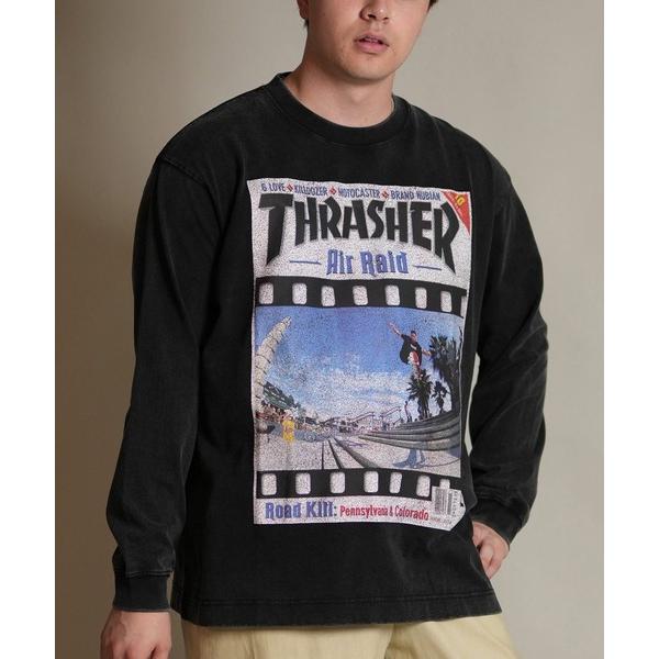 tシャツ THRASHER/スラッシャー 長袖 Tシャツ ロンT バックプリント ピグメント加工 ヴィンテージ風 254TH1LT069 メンズ レディース