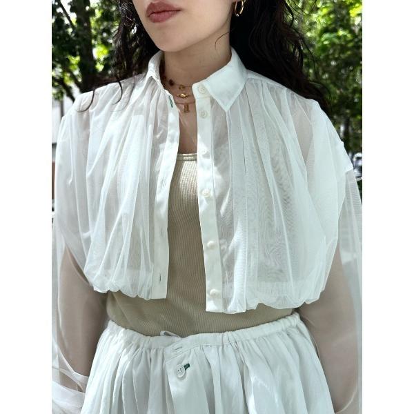 ブラウス シャツ TULLE BALLOON CROPPED SHIRT レディース