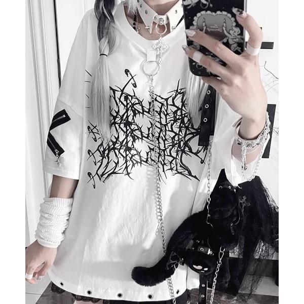tシャツ 半袖 「TricuspidC/トライカスピッドシー」チェーン付きプリントTシャツ レディース メンズ