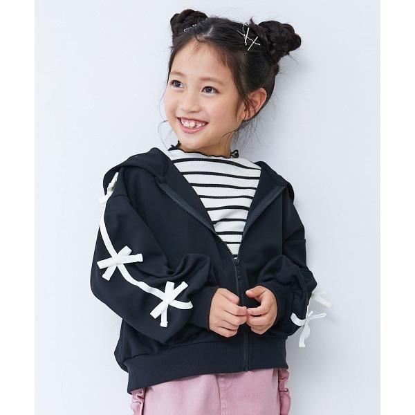 『セール実施中』ZOZO問い合わせ番号:96599478ショップ:devirock，デビロックブランド:devirock，デビロック商品名:リボン付き サイドライン おめかし ジップパーカーカテゴリ:ジャケット/アウター>その他アウタ...