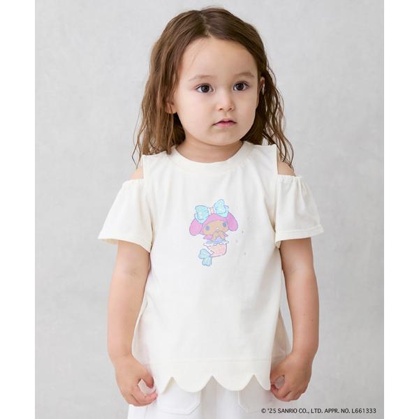 『セール実施中』ZOZO問い合わせ番号:96697407ショップ:petit main，プティマインブランド:petit main，プティマイン商品名:【サンリオキャラクターズ】肩あきグラフィックTシャツカテゴリ:トップス>Tシャツ/...