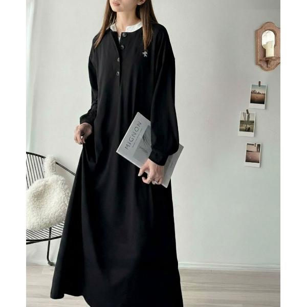 『セール実施中』ZOZO問い合わせ番号:96762850ショップ:Classical Elf，クラシカルエルフブランド:classicalelf，クラシカルエルフ商品名:大人リラクシーで抜け感を。胸刺繍配色デザインヘンリーネックロングワンピ...